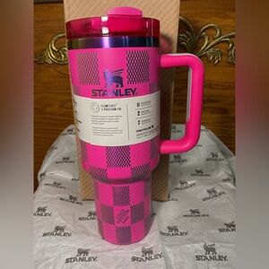 Stanley Hot Pink Buffalo Check Travel Mug with Handle